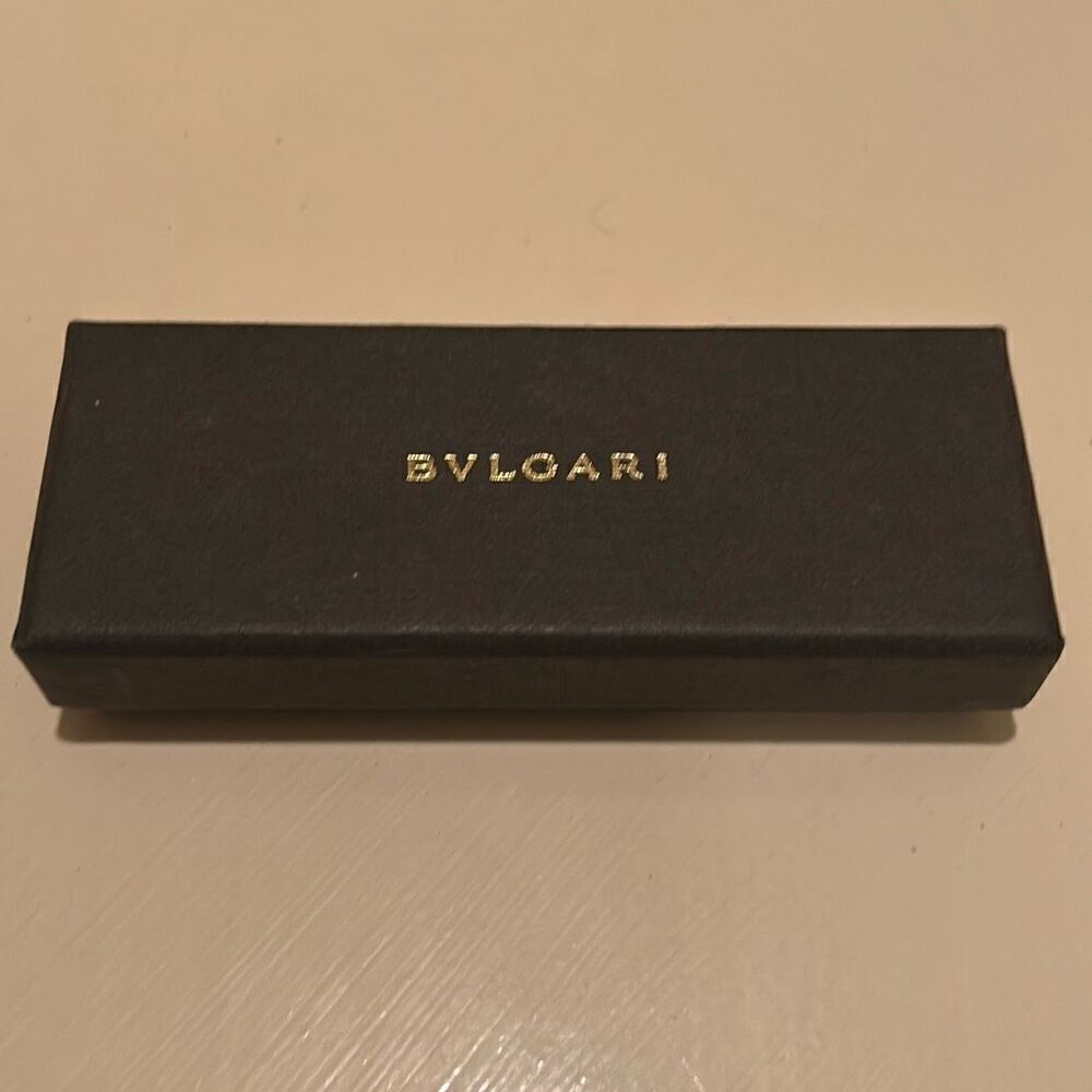 Bvlgari Rectangular Jewelry Gift Box Black Gold Embossed Logo Luxury Display